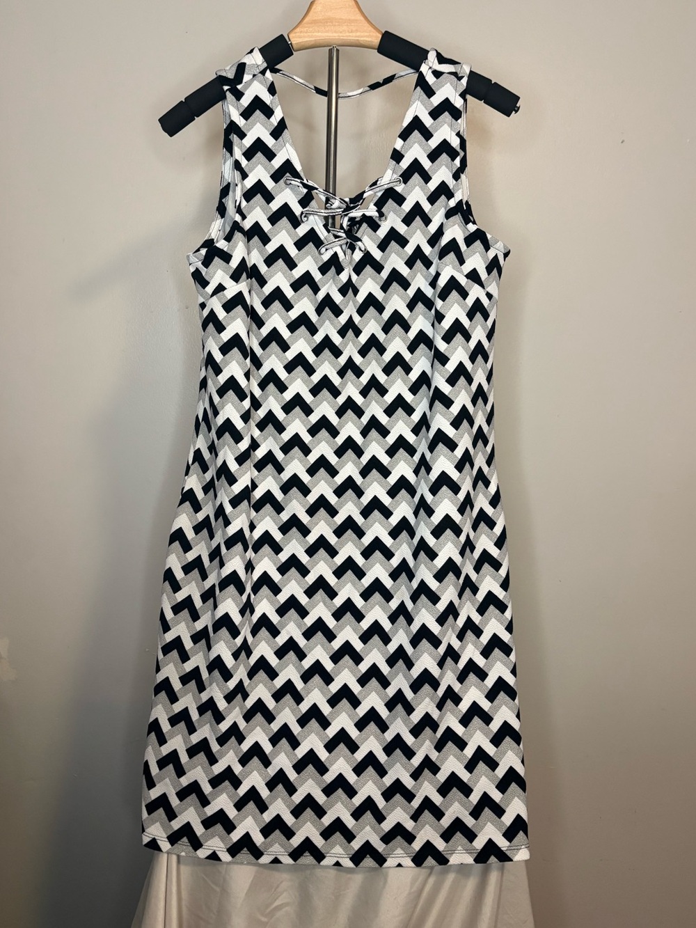 Almost Famous Black & White Chevron Mini Dress